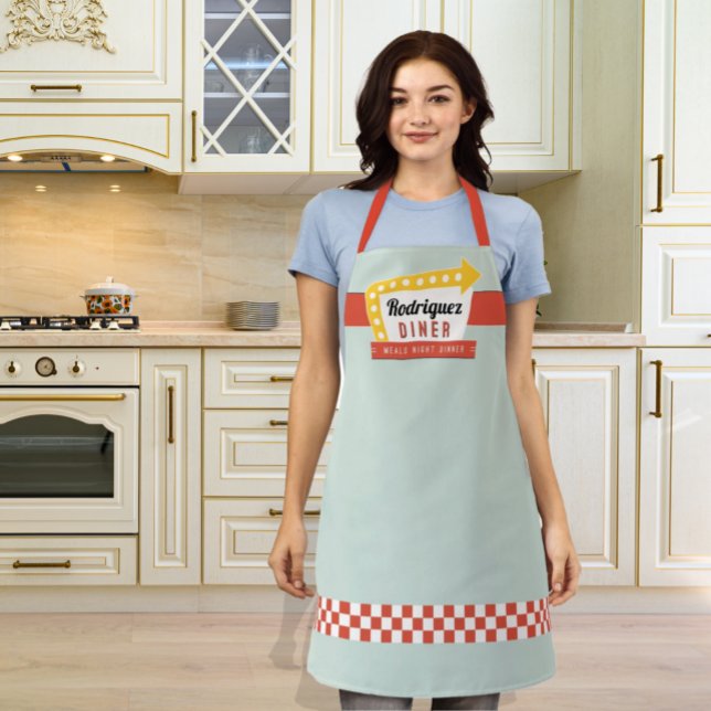Retro Family Diner Sign Apron (Creator Uploaded)