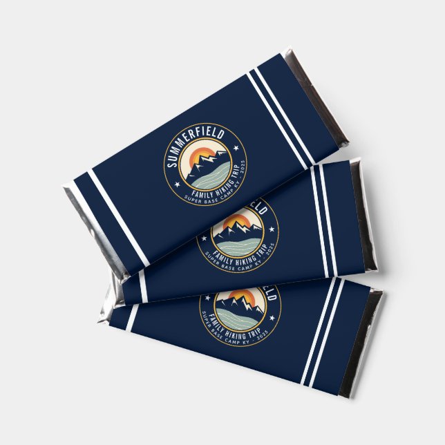 Retro Family Hiking Trip Sunset Mountains Hershey Bar Favors (Front)