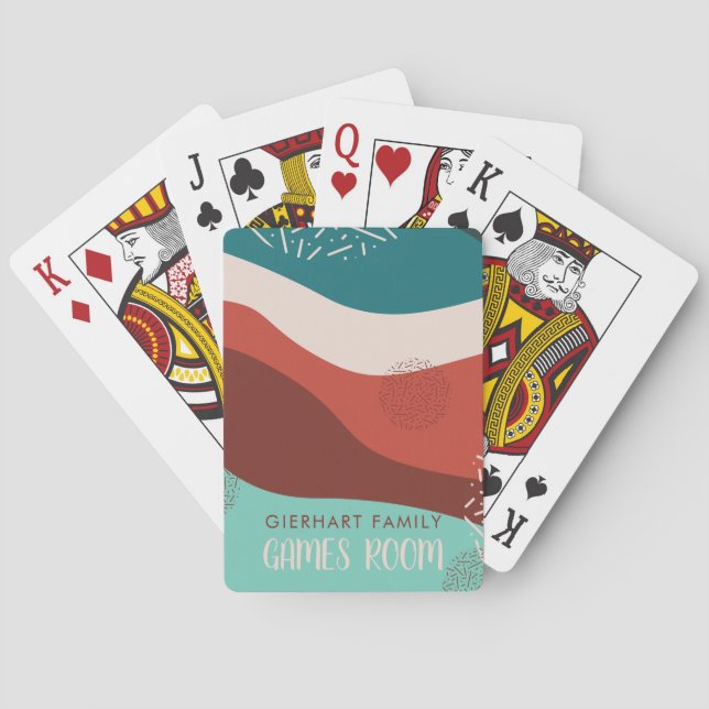 Retro Family Matching Games Room Personalize Poker Cards (Back)