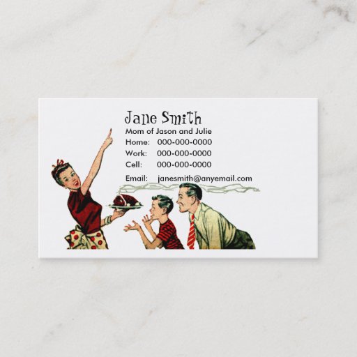 Customizable Retro Family Meal Time Contact Card Business Cards