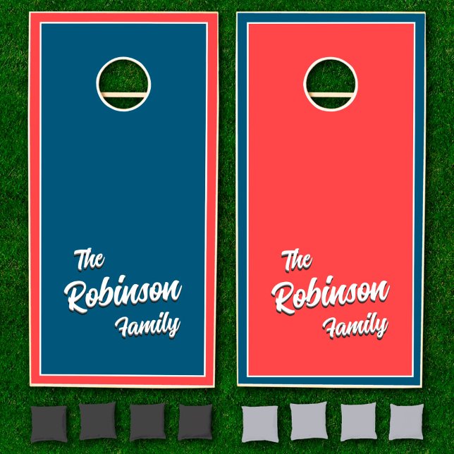 Retro Family Name Cornhole Set - Red and Blue (Creator Uploaded)