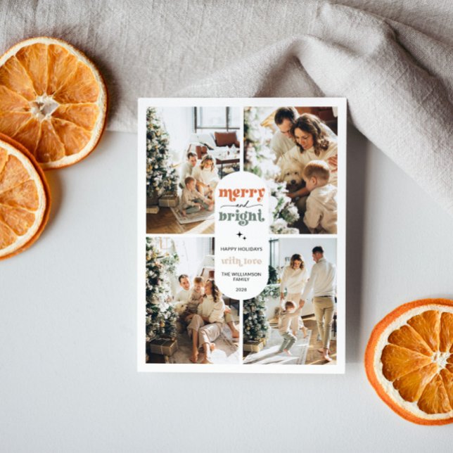 Retro Family Photo Christmas Holiday Postcard (Retro Christmas Holiday Postcard)