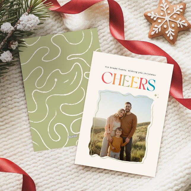 Retro Family Photo Portrait Christmas  Holiday Card (Creator Uploaded)