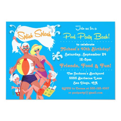 Retro Pool Party Invitations 10