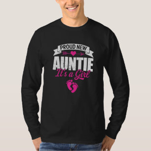 Retro Family Proud New Auntie It's A Girl Gender R T-Shirt