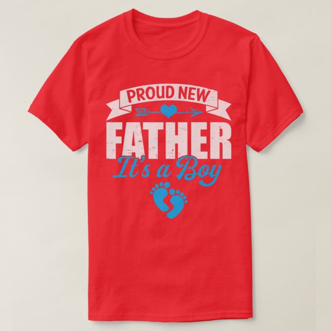 Retro Family Proud New Father It's A Boy Gender Re T-Shirt (Design Front)