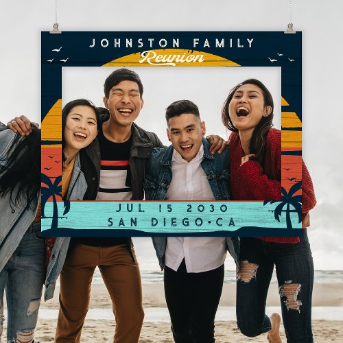 Retro Family Reunion Beach Photo Booth Horizontal