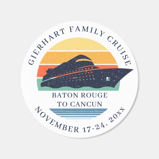 Retro Family Reunion Cruise Custom Classic Round Sticker (Single)