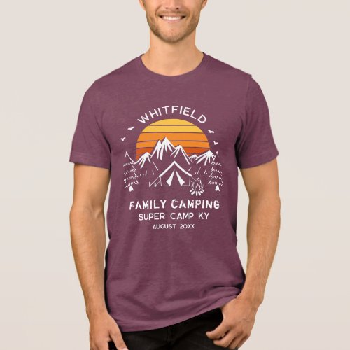 Retro Family Reunion Matching Pine Trees Camping Tri_Blend Shirt