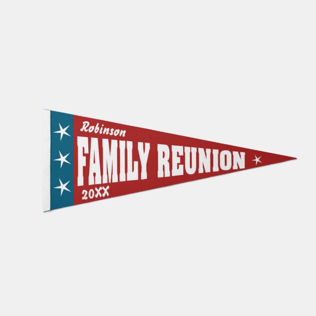 Retro Family Reunion with name and year Pennant Flag (Front)