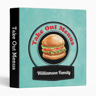 Retro Family Take Out Menu 3 Ring Bind 3 Ring Binder