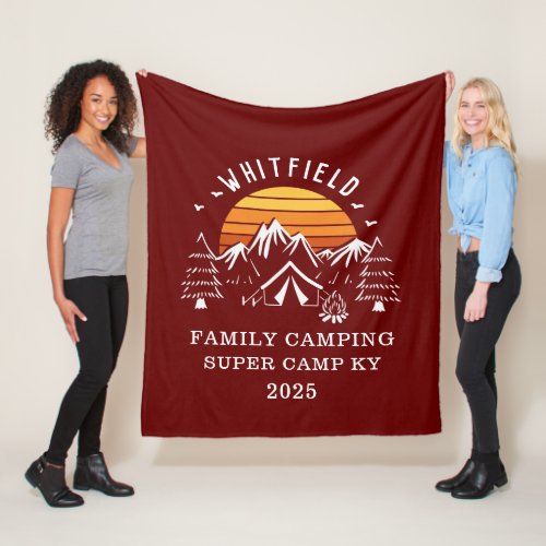Retro Family Vacation Matching Camping Fleece Blanket