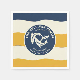 Retro Family Vacation Nautical Shark Badge Napkins