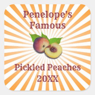 Retro Famous Pickled Peaches Canning Sticker Label
