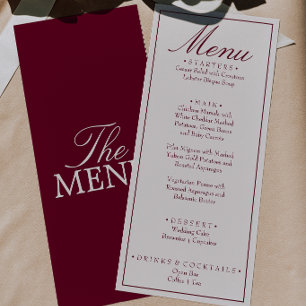 Retro Fancy Burgundy Cream Old Money Wedding Menu