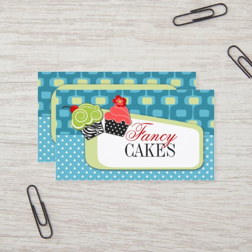 Customizable Retro Fancy Cupcake Bakery Business Cards