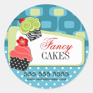 Retro Fancy Cupcake Bakery Classic Round Sticker