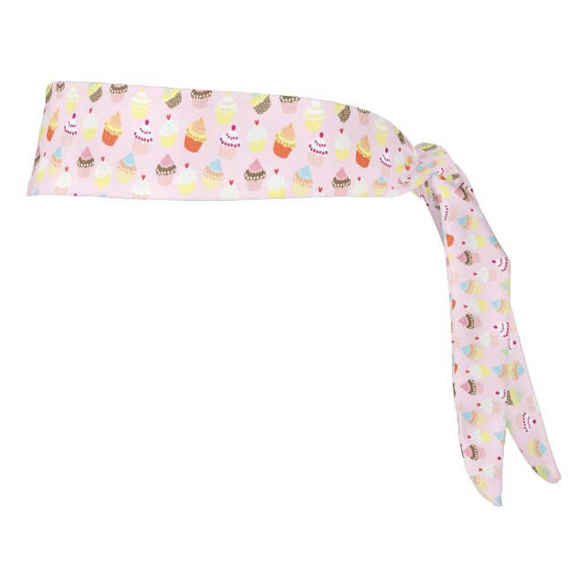Retro Fancy Cupcakes Baker's Dessert Pattern Tie Headband (Rotate 90)