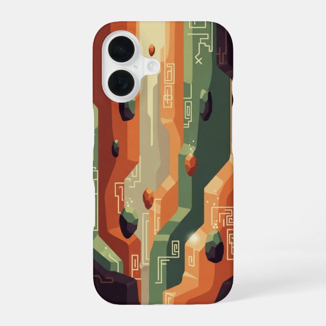 Retro Fantasy Canyon Pixel Art iPhone Case (Back)