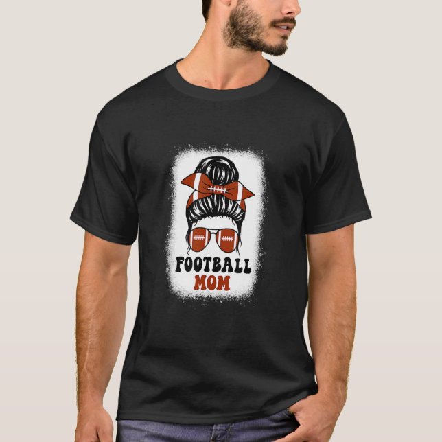 Retro Fantasy Football Mom Life Game Day Bleached  T-Shirt (Front)