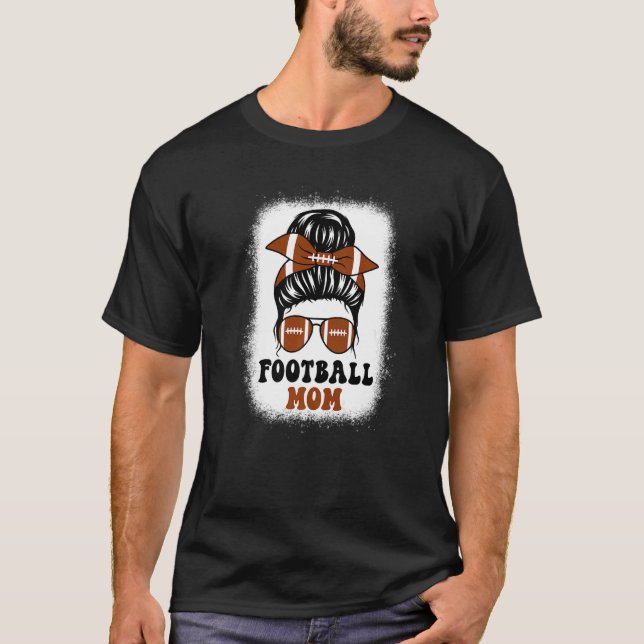 Retro Fantasy Football Mom Life Game Day Bleached  T-Shirt (Front)