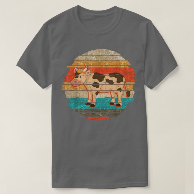 Retro Farm Animal Cow Lover Farmer Farming Cow  T-Shirt (Design Front)