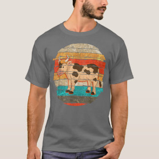 Retro Farm Animal Cow Lover Farmer Farming Cow  T-Shirt