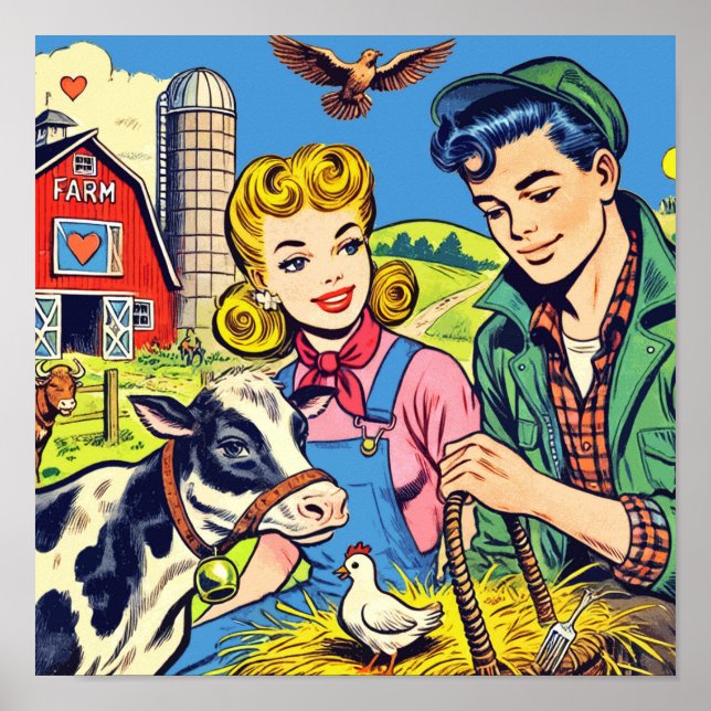 Retro Farm Comics Poster (Front)