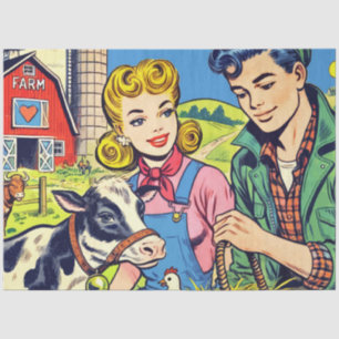 Retro Farm Comics Tissue Paper