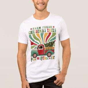 Retro Farm Fresh Christmas Trees Truck Tri-Blend Shirt