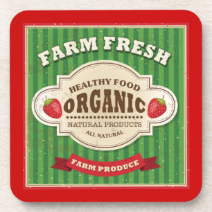 Retro Farm Fresh Poster Design Beverage Coaster