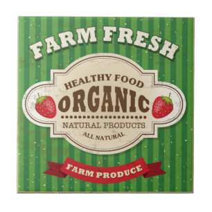 Retro Farm Fresh Poster Design Ceramic Tile
