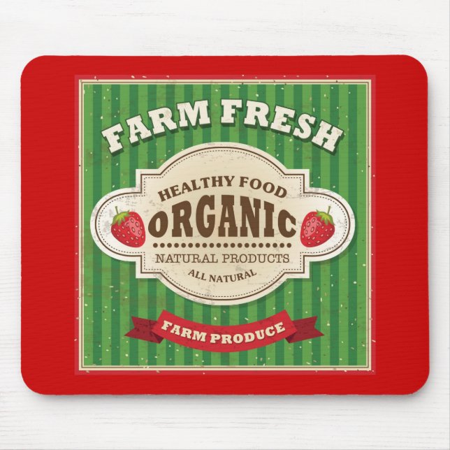 Retro Farm Fresh Poster Design Mouse Pad (Front)