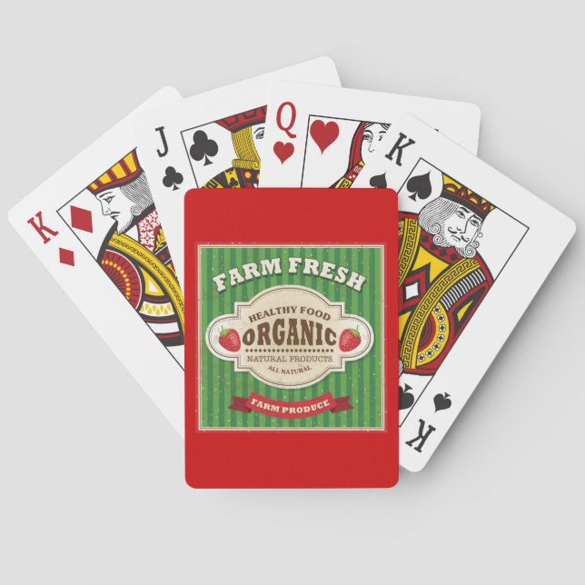 Retro Farm Fresh Poster Design Poker Cards (Back)