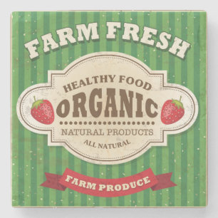 Retro Farm Fresh Poster Design Stone Coaster