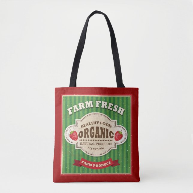 Retro Farm Fresh Poster Design Tote Bag (Front)