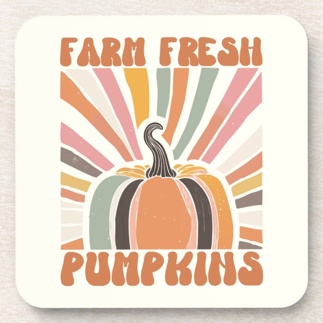 Retro Farm Fresh Pumpkins Beverage Coaster (Front)