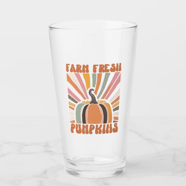 Retro Farm Fresh Pumpkins Glass (Front)