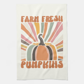 Retro Farm Fresh Pumpkins Kitchen Towel