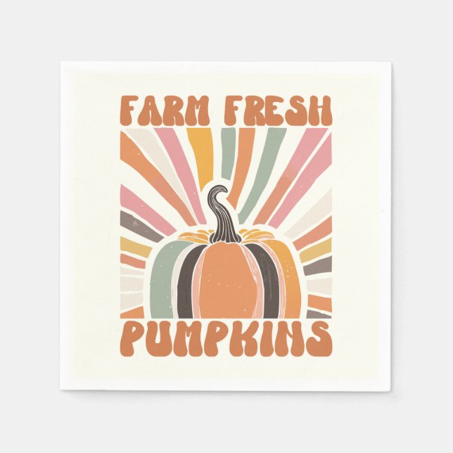 Retro Farm Fresh Pumpkins Napkins (Front)
