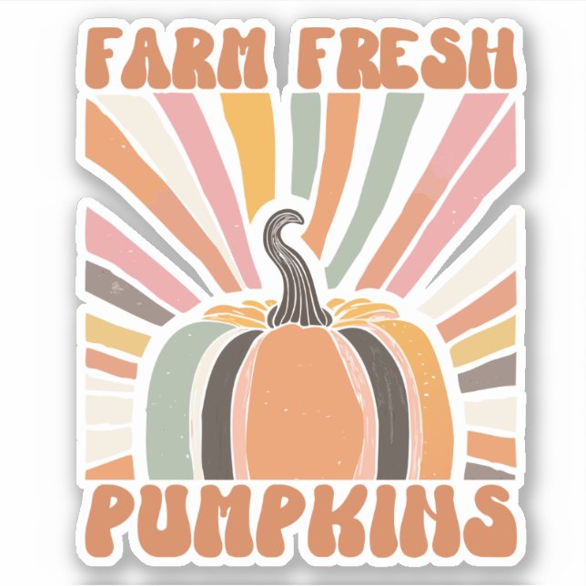 Retro Farm Fresh Pumpkins Sticker (Front)