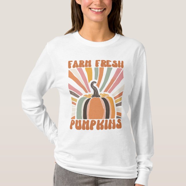 Retro Farm Fresh Pumpkins T-Shirt (Front)
