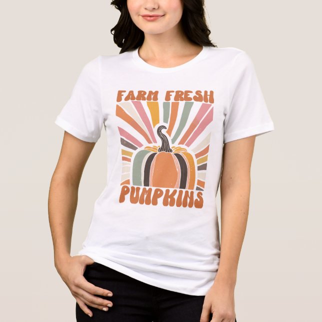Retro Farm Fresh Pumpkins Tri-Blend Shirt (Front)