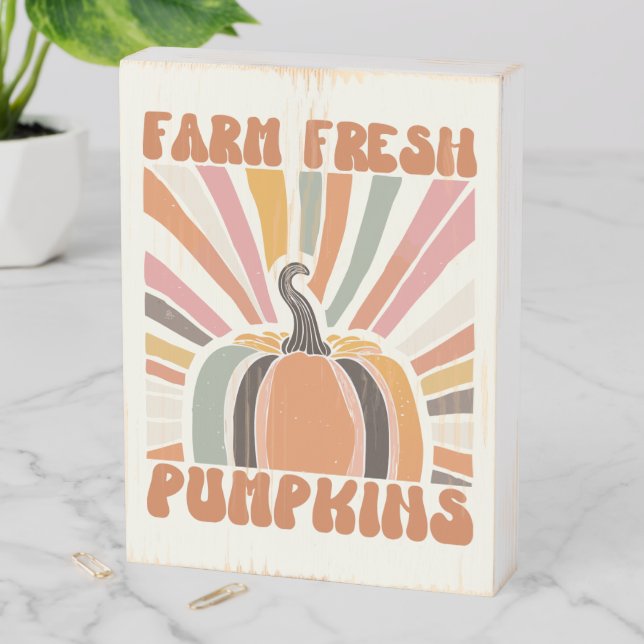 Retro Farm Fresh Pumpkins Wooden Box Sign (In Situ Vertical)