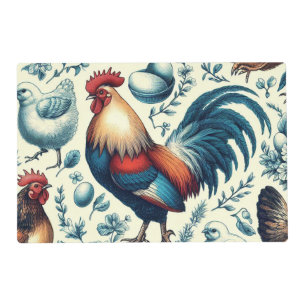 Retro Farm Rooster Pattern Placemat