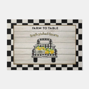 Retro Farm To Table Mat, Lemon Truck Doormat