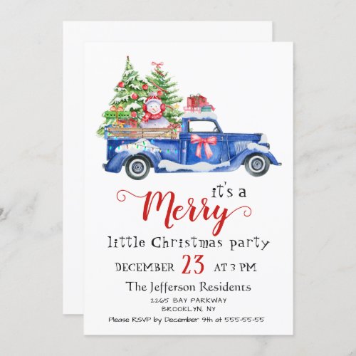 Retro Farm Truck Holiday Christmas Little Party Invitation