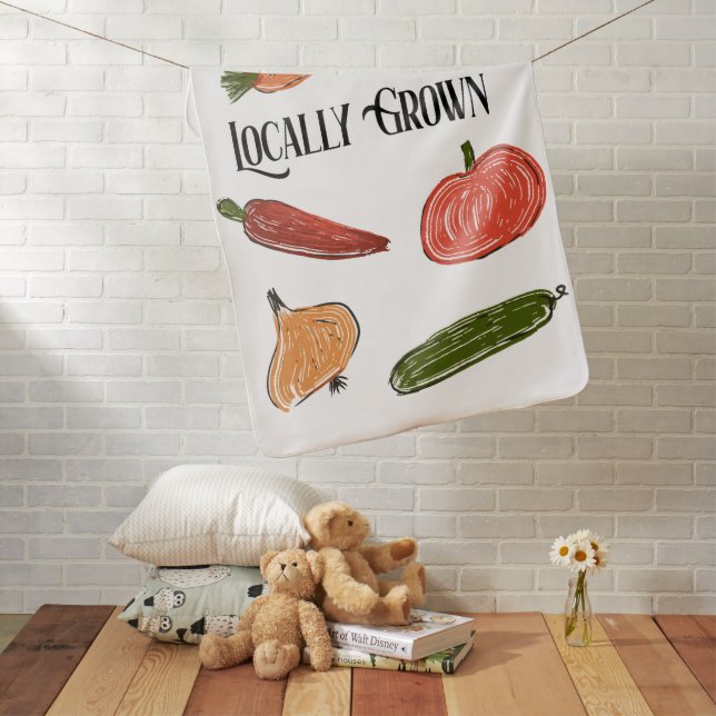 Retro Farmer's Market Locally Grown Baby Shower Baby Blanket (In Situ)