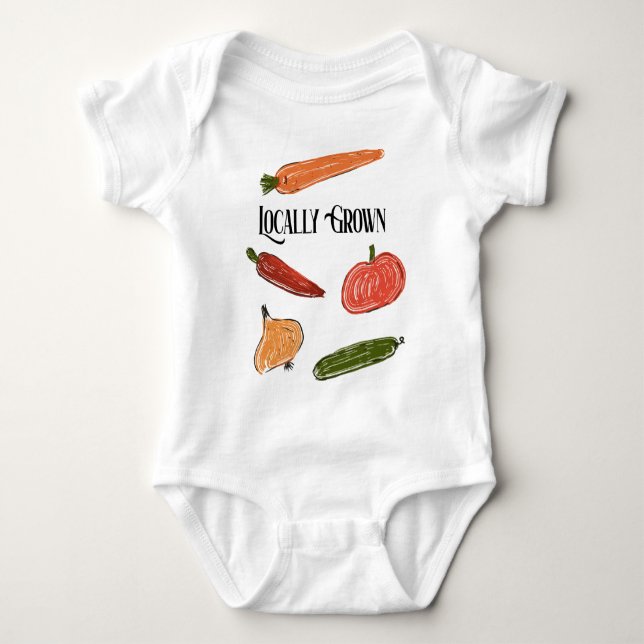 Retro Farmer's Market Locally Grown Baby Shower Baby Bodysuit (Front)