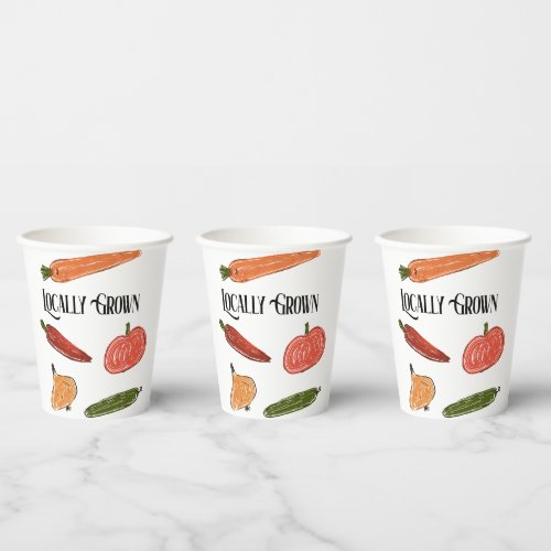 Retro Farmers Market Locally Grown Baby Shower Paper Cups